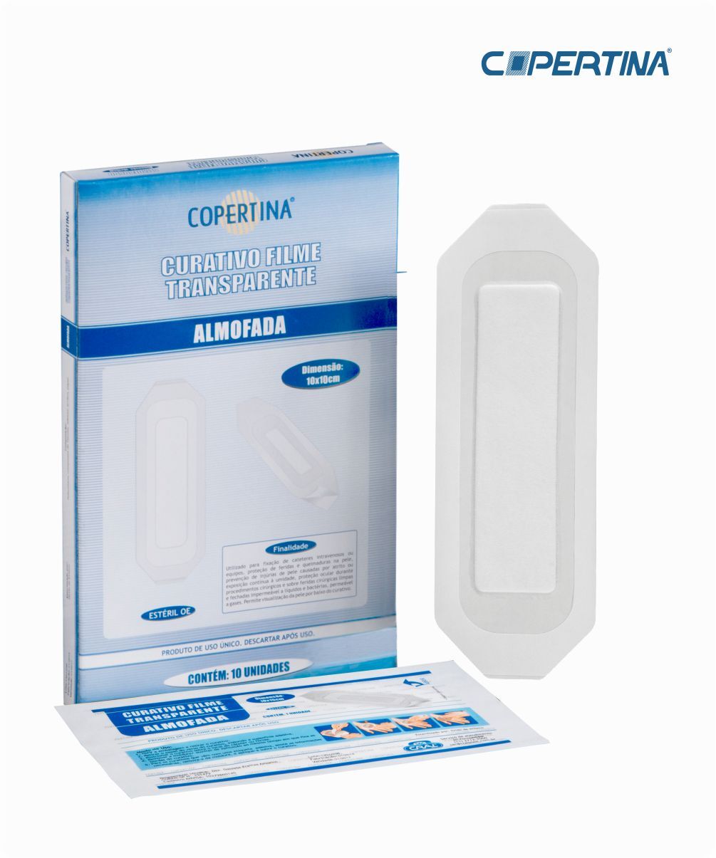 Curativo filme transparente  almofada 10cm x 10cm
