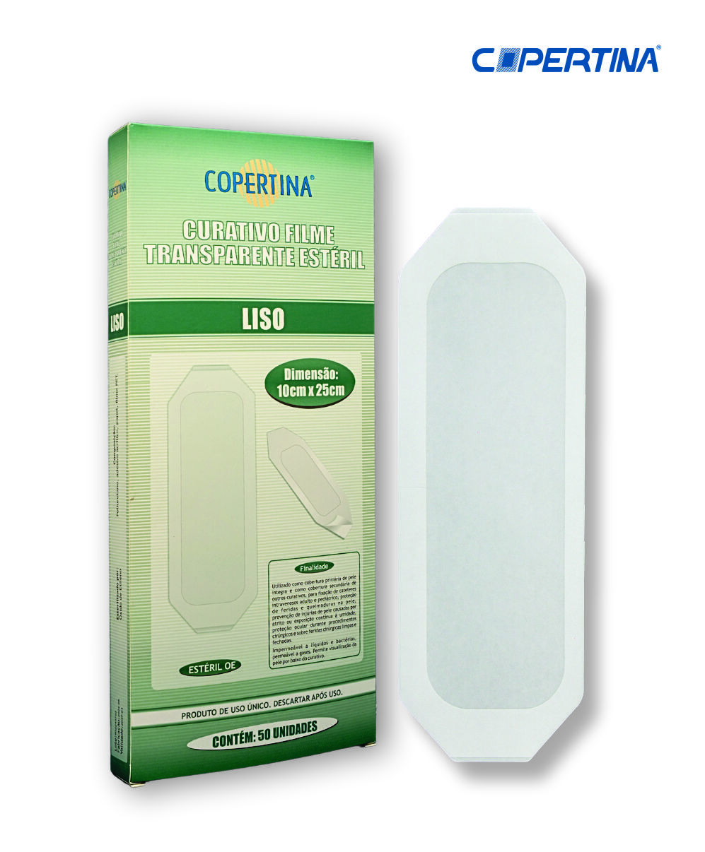 Curativo filme transparente  liso 10cm x 25cm