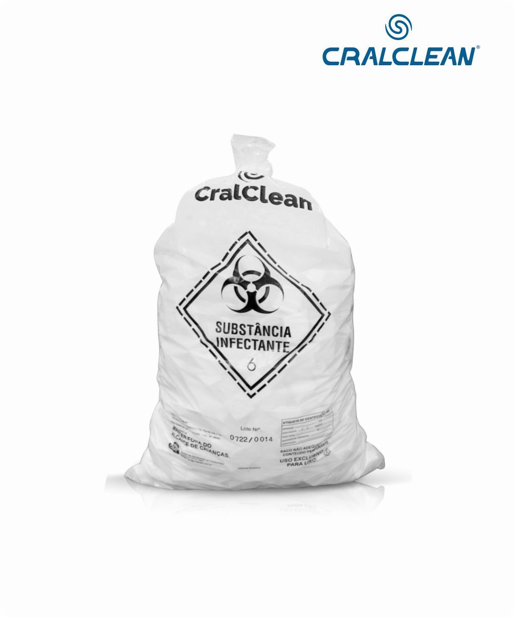 Saco para lixo hospitalar branco 50 litros