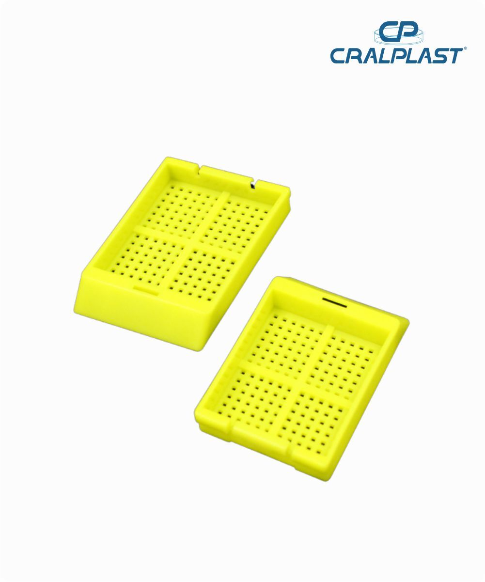 Cassete para biópsia amarelo orifício 5mm x 1mm