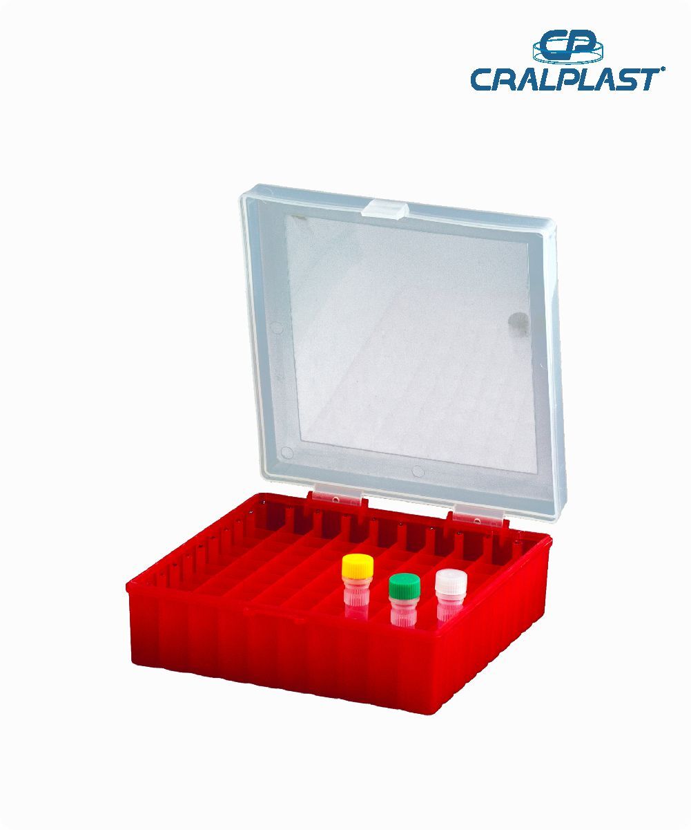 Criobox para 100 tubos de 2mL tampa dobradica vermelho
