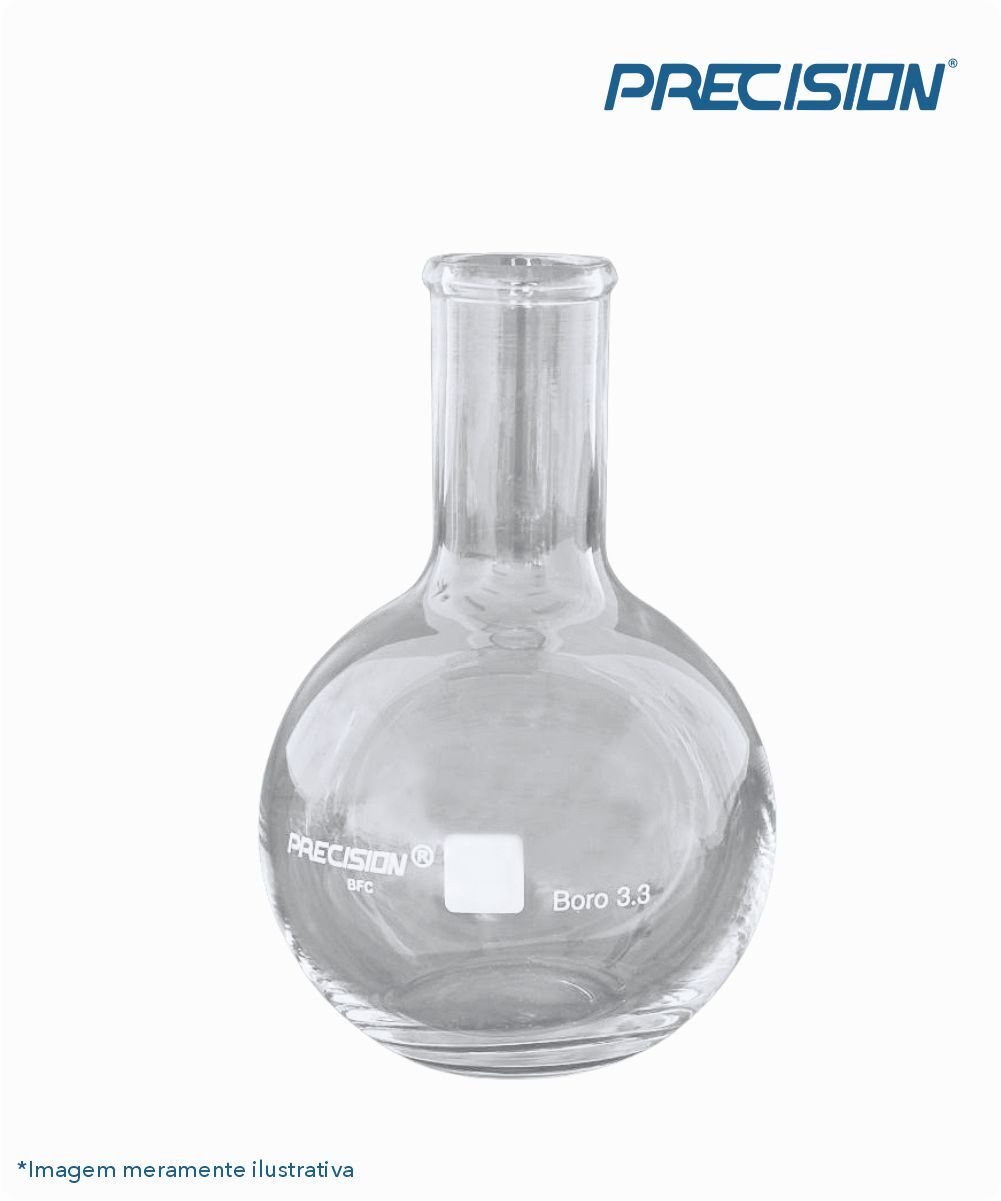 Balão fundo chato de vidro sem junta - gargalo longo    1000mL