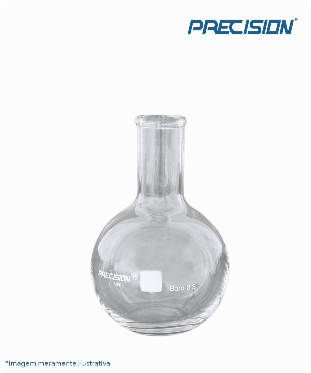 Balão fundo chato de vidro sem junta - gargalo longo    250mL