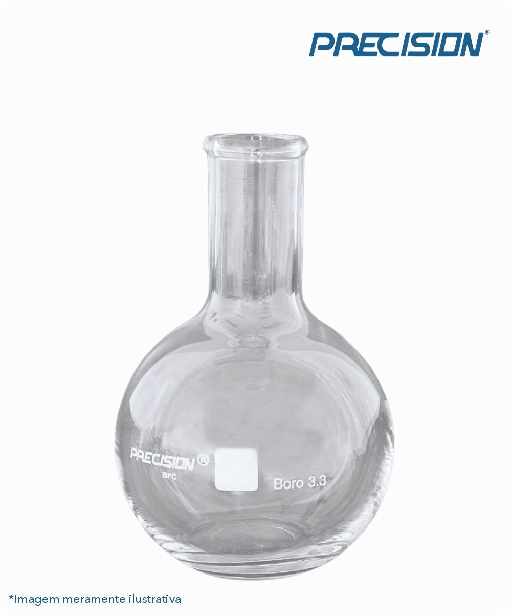 Balão fundo chato de vidro sem junta - gargalo longo    3000mL