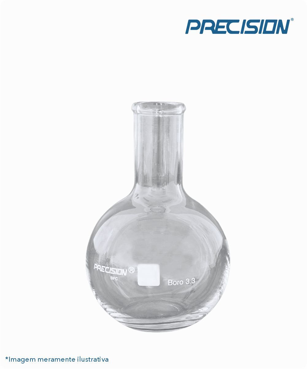 Balão fundo chato de vidro sem junta - gargalo longo   500mL