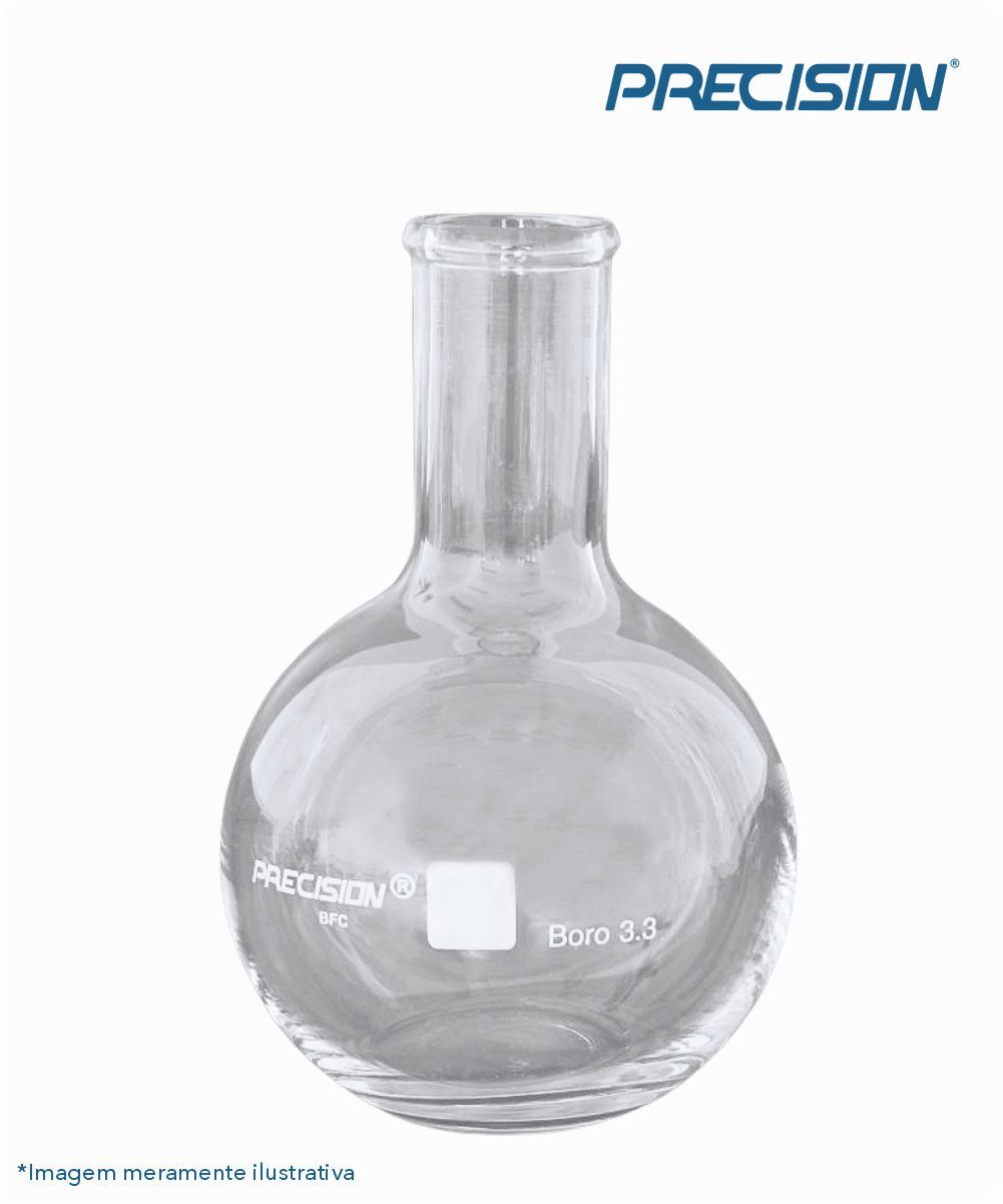 Balão fundo chato de vidro sem junta - gargalo longo    5000mL