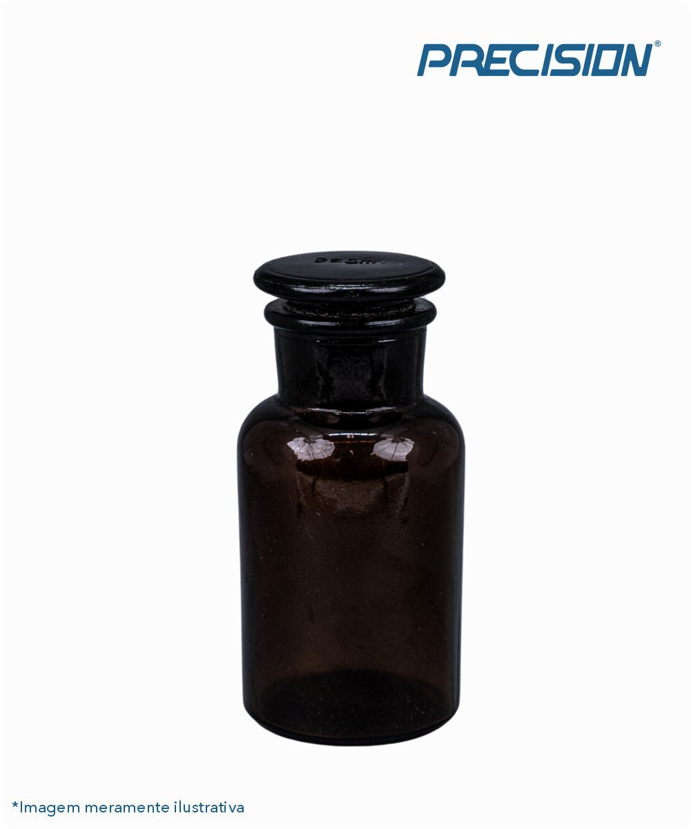 Frasco reagente alcalino âmbar rolha de vidro 125mL