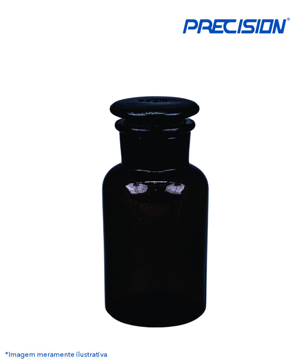 Frasco reagente alcalino âmbar rolha de vidro 250mL