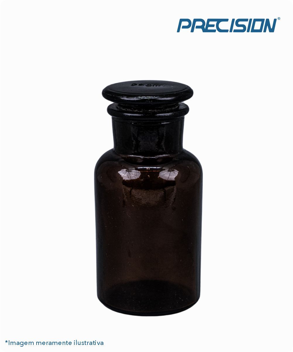 Frasco reagente alcalino âmbar rolha de vidro 500mL