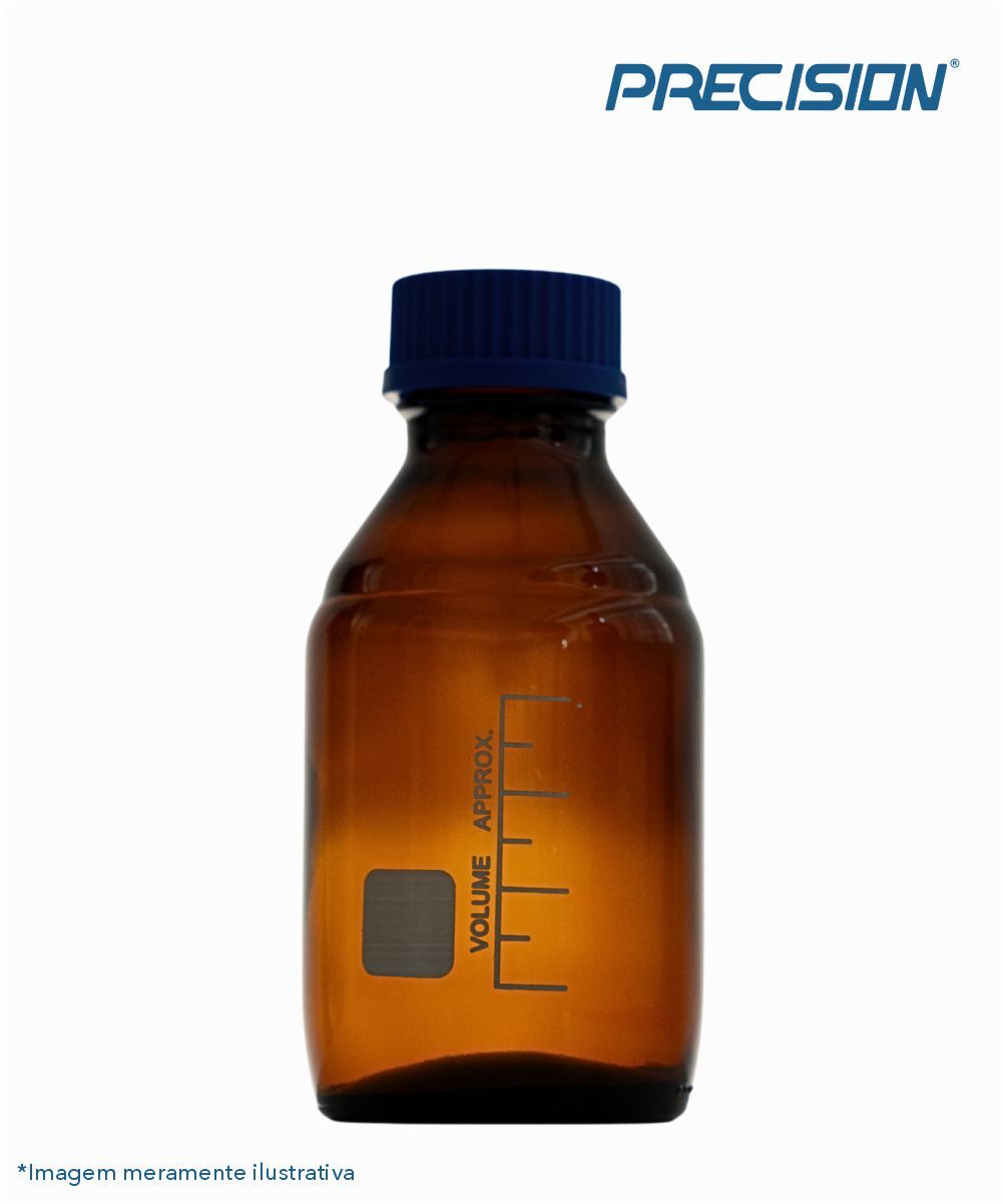 Frasco reagente âmbar com tampa azul 1000mL