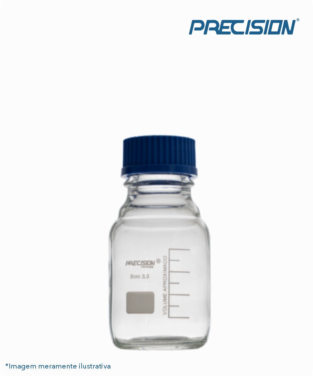 Frasco reagente  incolor com tampa azul 100mL