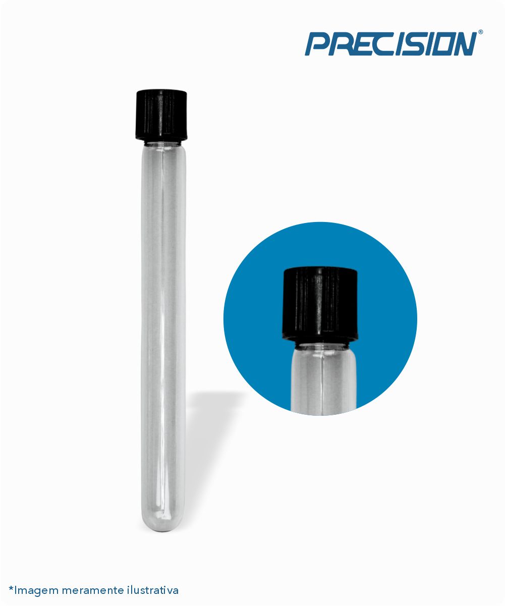 Tubo de vidro 18mmx150mm com tampa rosca baquelite