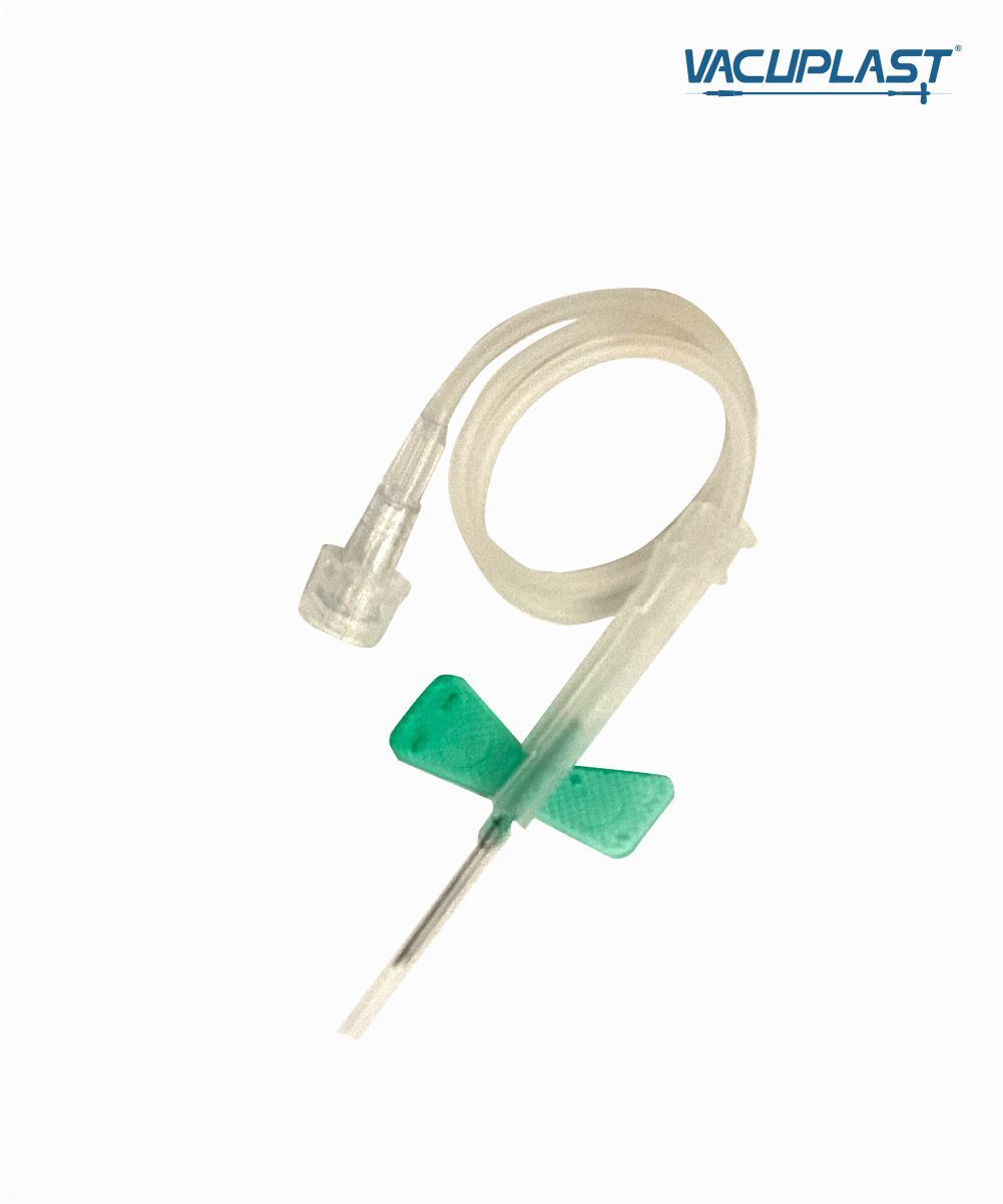 Escalpe de segurança para coleta de sangue com seringa 21G com tubo de 12