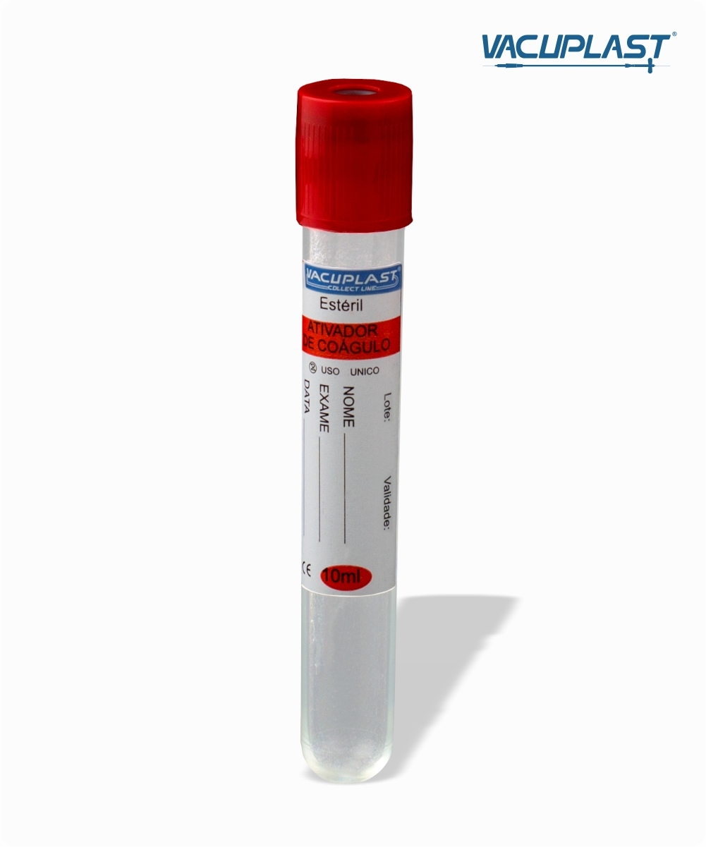 Tubo para coleta de sangue a vácuo com ativador de coágulo 10mL