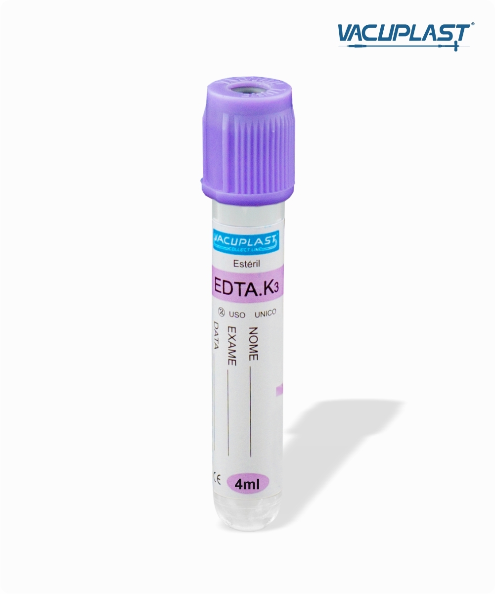 Tubo para coleta de sangue a vácuo com  EDTA K3  4mL