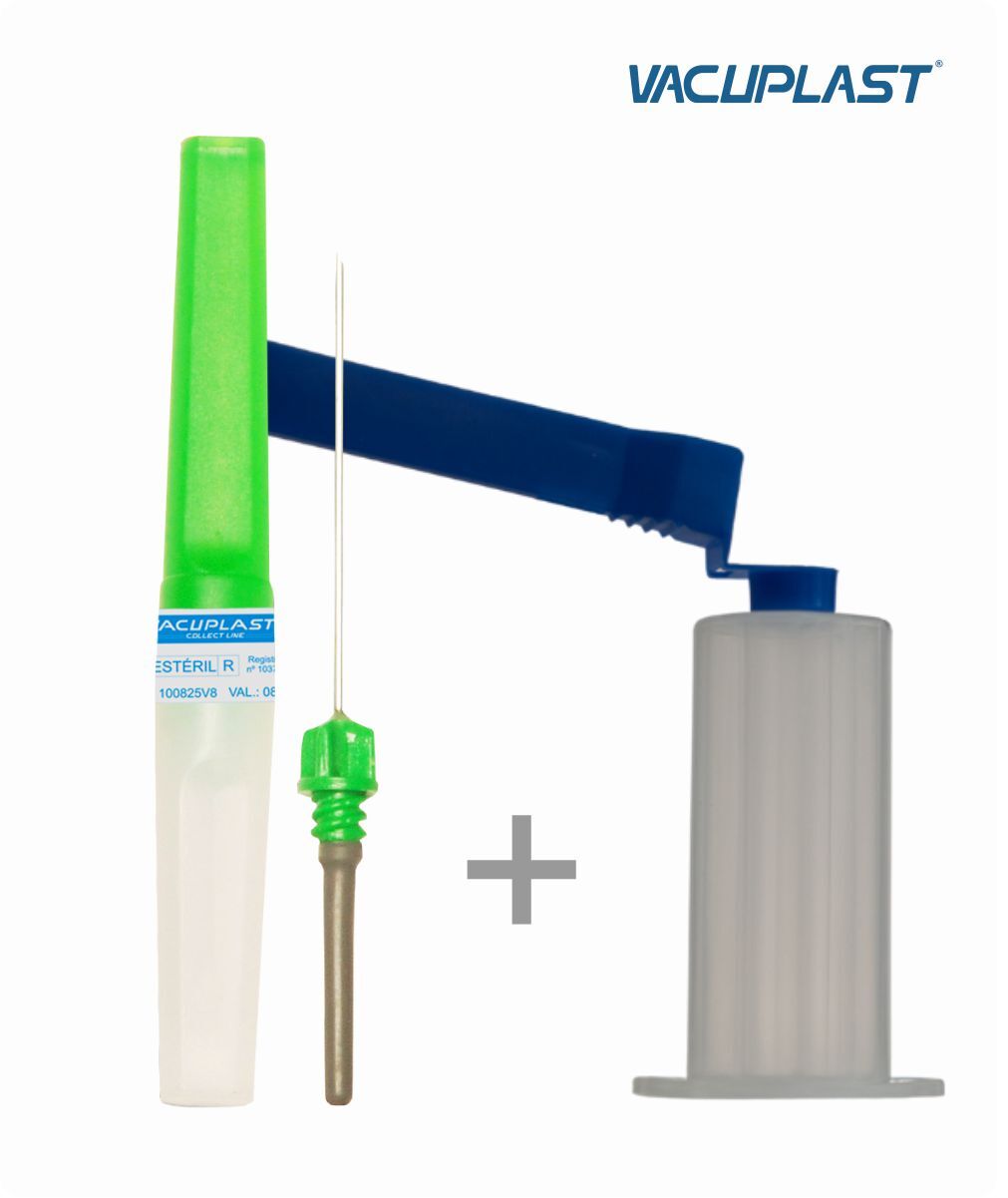 Conjunto agulha múltipla coleta de sangue a vácuo estéril 25mm x 0,7mm e adaptador