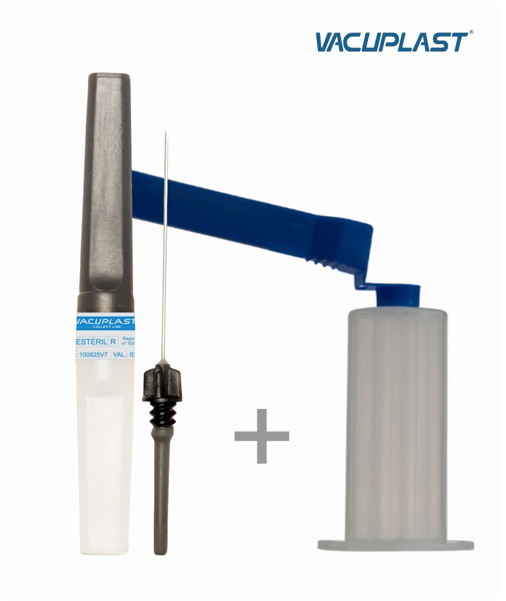 Conjunto agulha múltipla coleta de sangue a vácuo estéril 25mm x 0,7mm e adaptador segurança