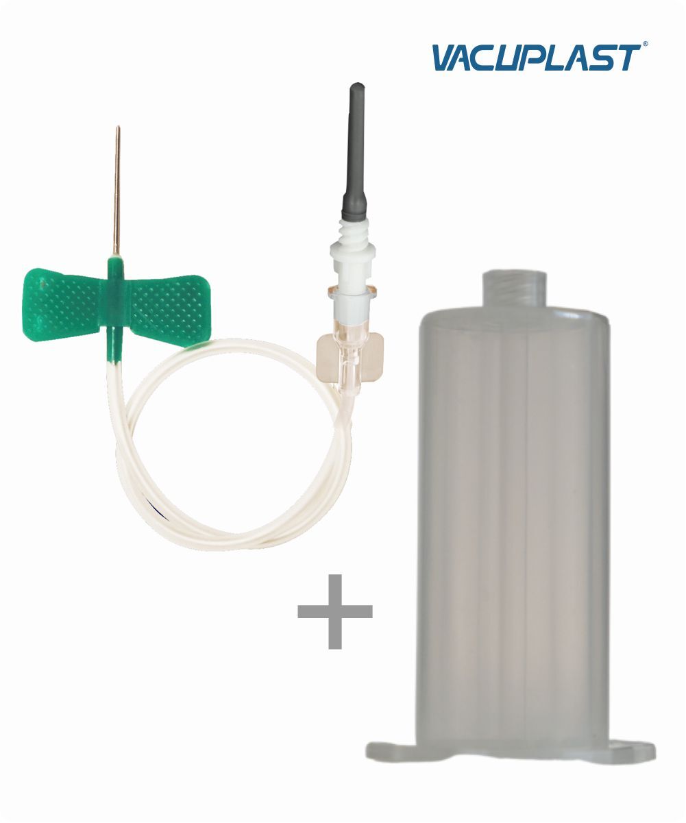 Conjunto escalpe para coleta de sangue a vácuo 21Gcom tubo de 7