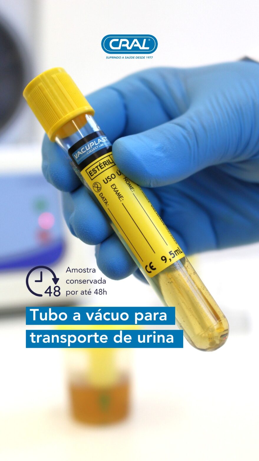 Tubo a vácuo para transporte de urina + coletor de transferência